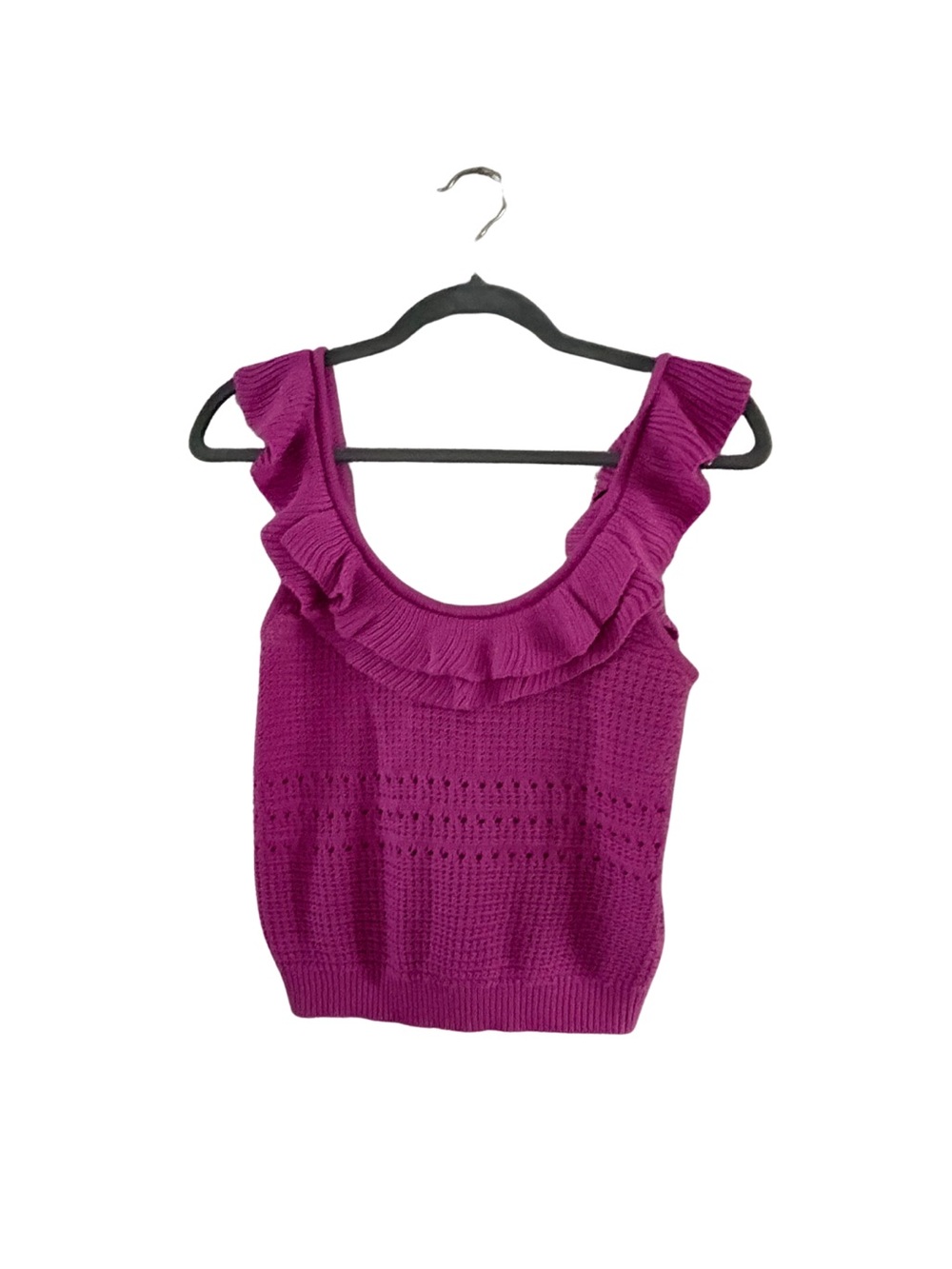 Lush Ruffle Scoop Knit Tank - Fuchsia